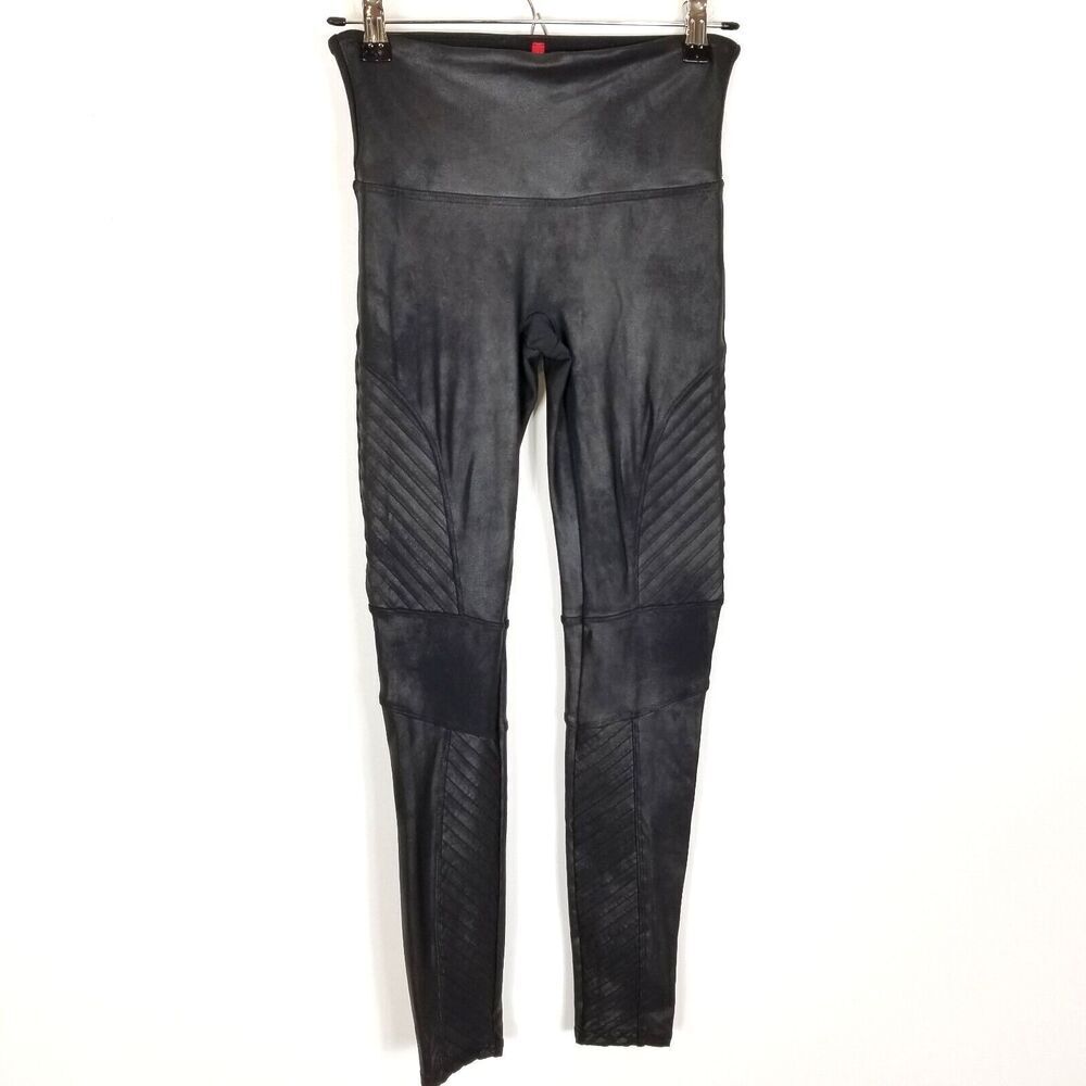 SPANX 20136R Women Moto Faux leather Leggings Size M Stretchy Skinny Pants